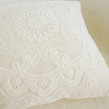 1pc Delicate Round Embroidered Pillowcase, Home Decoration, Pillow Insert Not Included Floral Traditional Zip Throw Pillow Cover dealsjust