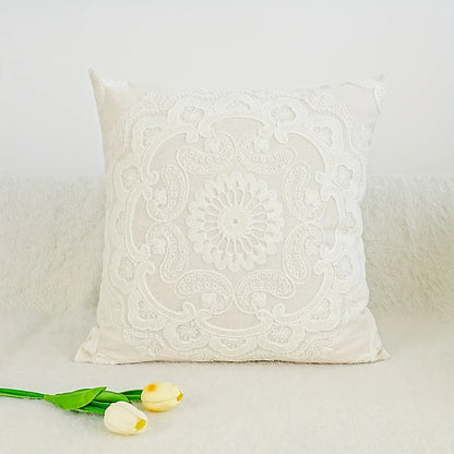 1pc Delicate Round Embroidered Pillowcase, Home Decoration, Pillow Insert Not Included Floral Traditional Zip Throw Pillow Cover dealsjust