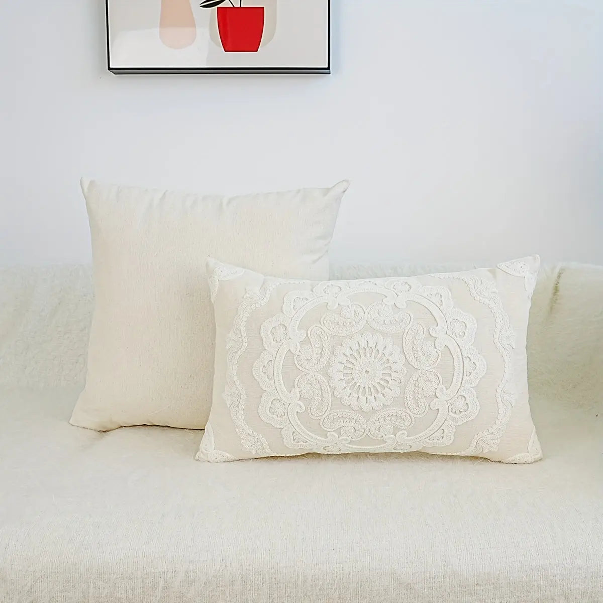 1pc Delicate Round Embroidered Pillowcase, Home Decoration, Pillow Insert Not Included Floral Traditional Zip Throw Pillow Cover dealsjust