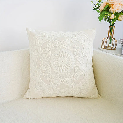 1pc Delicate Round Embroidered Pillowcase, Home Decoration, Pillow Insert Not Included Floral Traditional Zip Throw Pillow Cover dealsjust