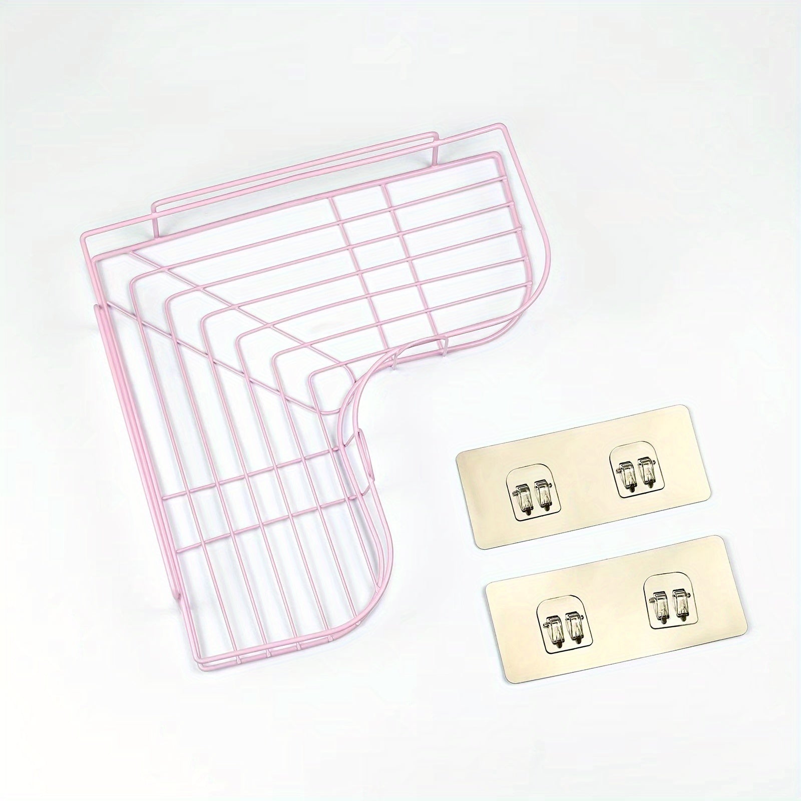 Upgrade Your Bathroom with This Stylish 1pc Triangle Storage Rack! Pink