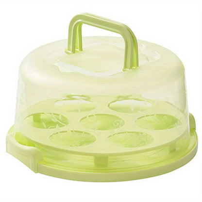 1pc, Cake Box, Clear Portable Cake Box For Cupcake Muffin, Cake Carrier, Cake Carry Box, Cake Container With Divided Paper, Cupcake Fresh-keeping Storage Box, Kitchen Utensils, Apartment Essentials, Dorm Essentials, Back To School Supplies Green