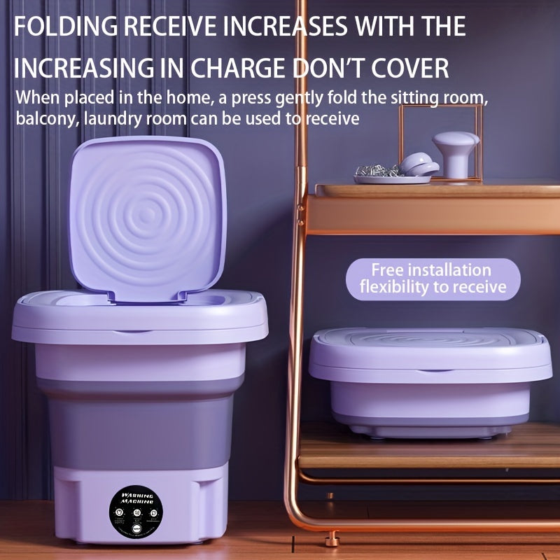 8L Portable Folding Washing Machine: Perfect for Camping, RV, Travel, and Home Use!