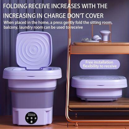 8L Portable Folding Washing Machine: Perfect for Camping, RV, Travel, and Home Use!