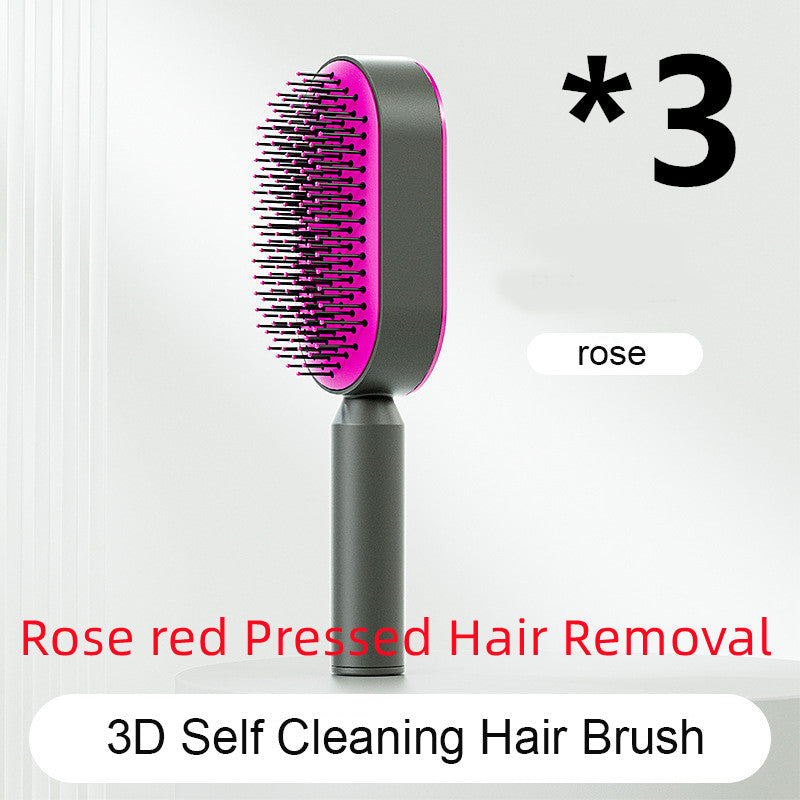 Self Cleaning Hair Brush For Women One-key Cleaning Hair Loss Airbag Massage Scalp Comb Anti-Static Hairbrush Set H