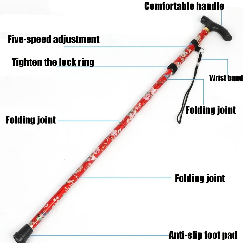 Foldable Adjustable Telescopic Walking Sticks With Non-slip Foot Pad