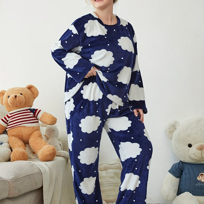 Plus Size Chic Lounge Pajama Set Blue