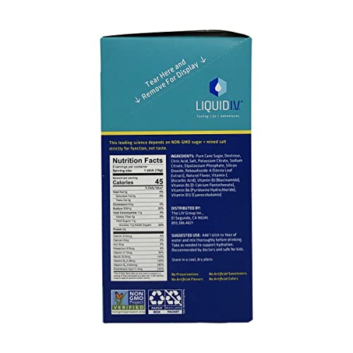 Liquid I.V. Hydration Multiplier - Lemon Lime - Powder Packets | Electrolyte Drink Mix | Easy Open Single-Serving | Non-GMO | 16 Stick