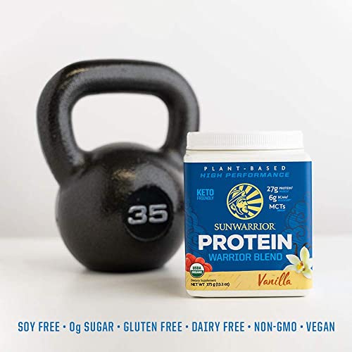 Organic Sunwarrior - Warrior Blend, Plant Based, Raw Vegan Protein Powder with Peas & Hemp, Chocolate, 30 Servings, 26.4 Ounce