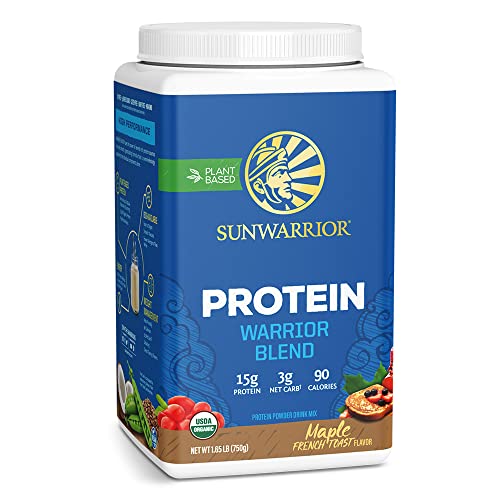 Organic Sunwarrior - Warrior Blend, Plant Based, Raw Vegan Protein Powder with Peas & Hemp, Chocolate, 30 Servings, 26.4 Ounce
