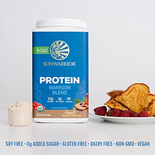Organic Sunwarrior - Warrior Blend, Plant Based, Raw Vegan Protein Powder with Peas & Hemp, Chocolate, 30 Servings, 26.4 Ounce