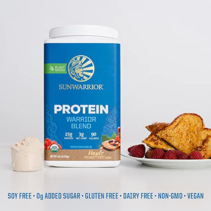 Organic Sunwarrior - Warrior Blend, Plant Based, Raw Vegan Protein Powder with Peas & Hemp, Chocolate, 30 Servings, 26.4 Ounce