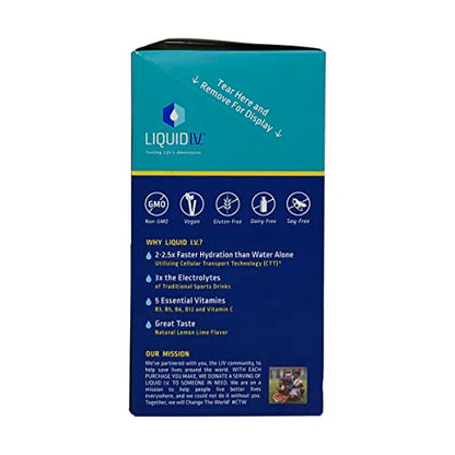Liquid I.V. Hydration Multiplier - Lemon Lime - Powder Packets | Electrolyte Drink Mix | Easy Open Single-Serving | Non-GMO | 16 Stick