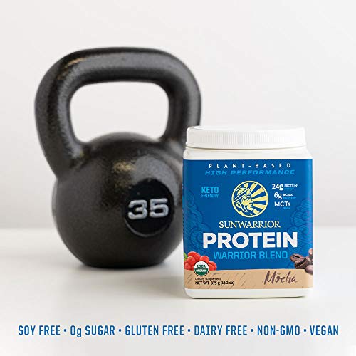 Organic Sunwarrior - Warrior Blend, Plant Based, Raw Vegan Protein Powder with Peas & Hemp, Chocolate, 30 Servings, 26.4 Ounce