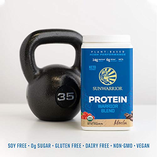 Organic Sunwarrior - Warrior Blend, Plant Based, Raw Vegan Protein Powder with Peas & Hemp, Chocolate, 30 Servings, 26.4 Ounce