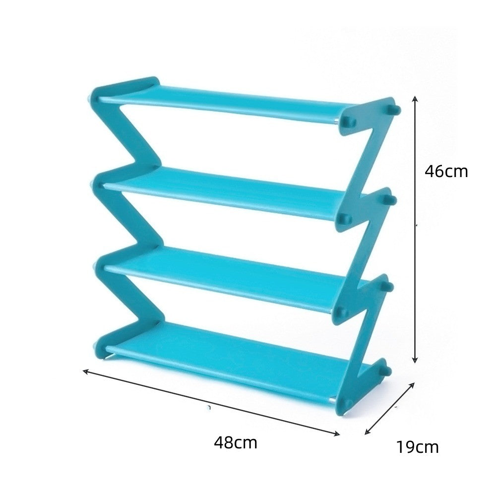 1pc Simple Shoe Rack Assembly Z-Type Household Dormitory China Blue