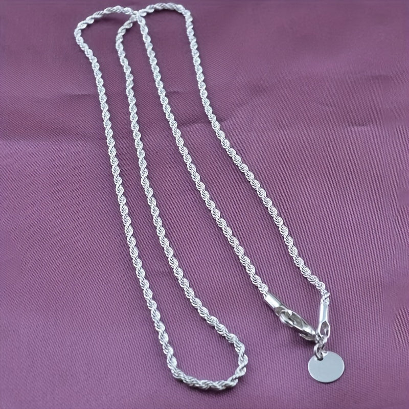 Stunning Silver Twisted Rope Chain Necklace Ideal for DIY Pendant