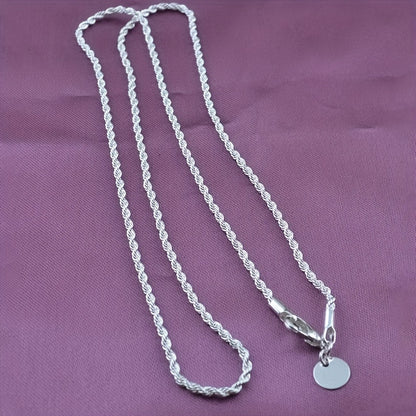 Stunning Silver Twisted Rope Chain Necklace Ideal for DIY Pendant