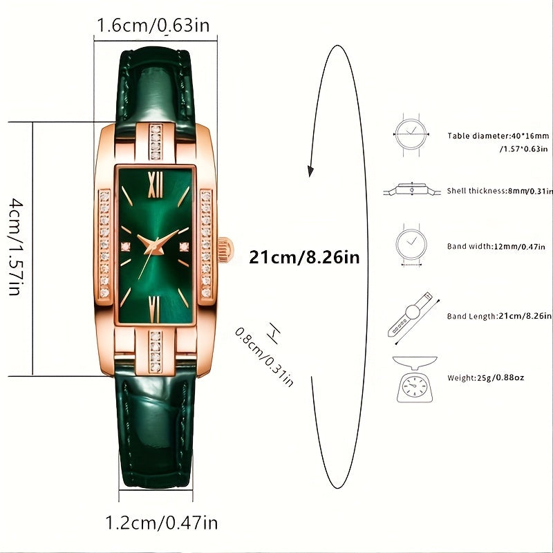 Lady Quartz Small Watch With Square Roman Numerals Dial Vintage Dress Watch Rhinestone Wristwatches