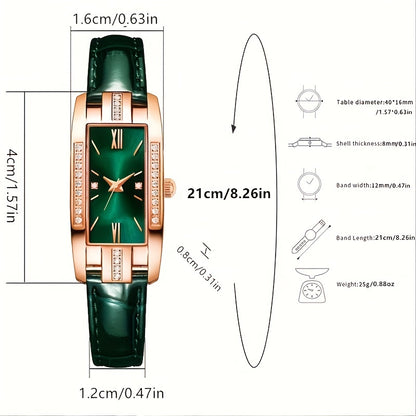 Lady Quartz Small Watch With Square Roman Numerals Dial Vintage Dress Watch Rhinestone Wristwatches