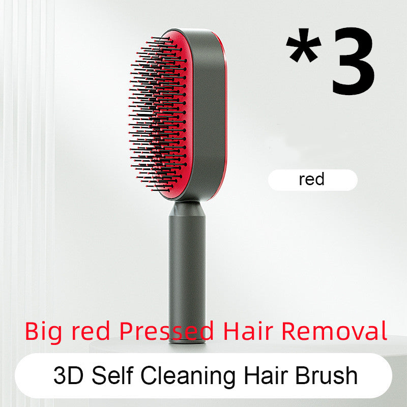 Self Cleaning Hair Brush For Women One-key Cleaning Hair Loss Airbag Massage Scalp Comb Anti-Static Hairbrush Set I