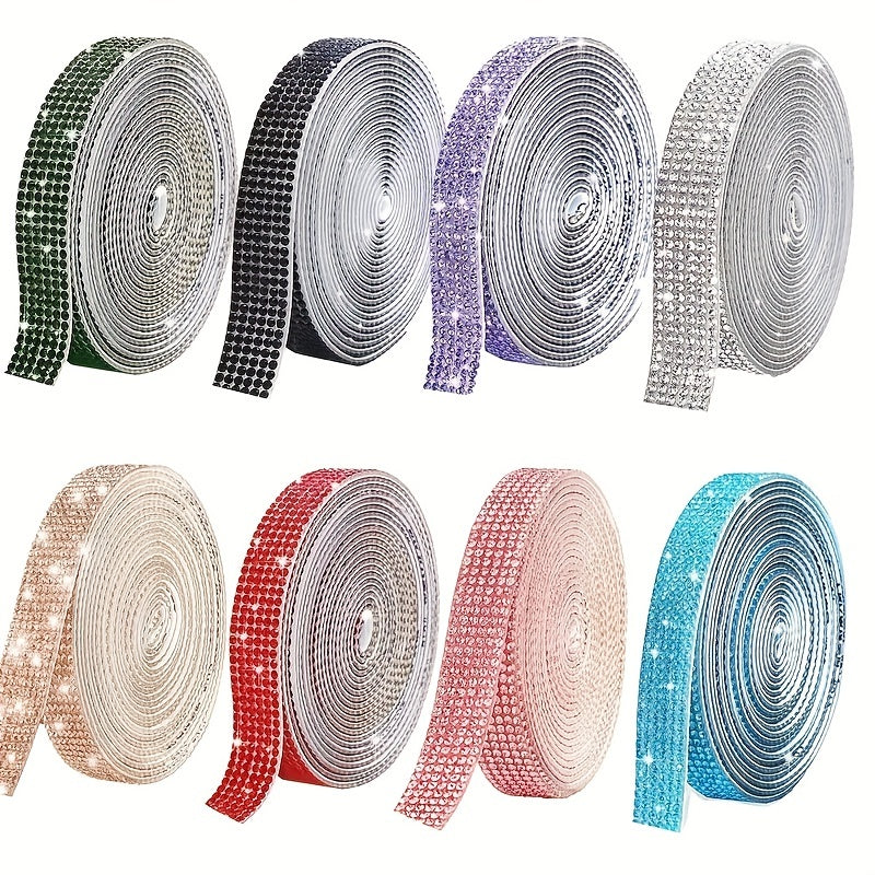 1 Roll Self Adhesive Crystal Rhinestone Strips, Crystal Ribbon Bling Gemstone Sticker With 2mm Rhinestone Strips For DIY Arts Crafts, Wedding Parties, Car Phone Decoration, Mother's Day Father's Day Gift