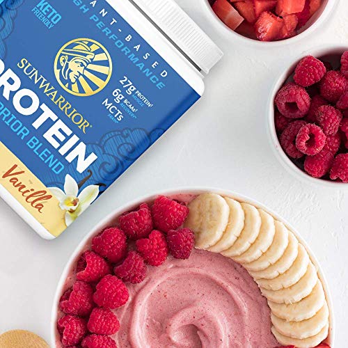 Organic Sunwarrior - Warrior Blend, Plant Based, Raw Vegan Protein Powder with Peas & Hemp, Chocolate, 30 Servings, 26.4 Ounce