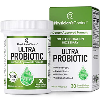 Physician's CHOICE Probiotics 60 Billion CFU - 10 Diverse Strains + Organic Prebiotic - Digestive & Gut Health - Supports Occasional Constipation, Diarrhea, Gas & Bloating - Probiotics For Women & Men