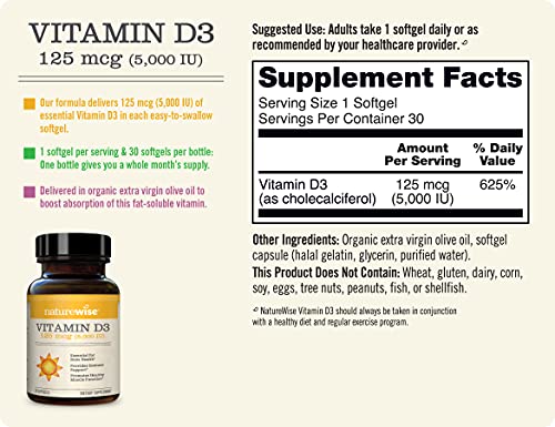 Organic NatureWise Vitamin D3 5000iu (125 mcg)