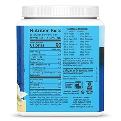 Organic Sunwarrior - Warrior Blend, Plant Based, Raw Vegan Protein Powder with Peas & Hemp, Chocolate, 30 Servings, 26.4 Ounce