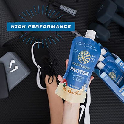 Organic Sunwarrior - Warrior Blend, Plant Based, Raw Vegan Protein Powder with Peas & Hemp, Chocolate, 30 Servings, 26.4 Ounce