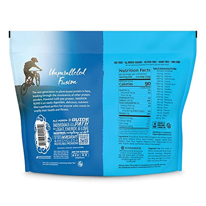 Organic Sunwarrior - Warrior Blend, Plant Based, Raw Vegan Protein Powder with Peas & Hemp, Chocolate, 30 Servings, 26.4 Ounce