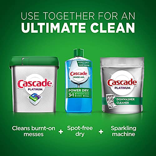Cascade Platinum Dishwasher Pods, Actionpacs Dishwasher Detergent with Dishwasher Cleaner Action, Fresh Scent, 62 Count