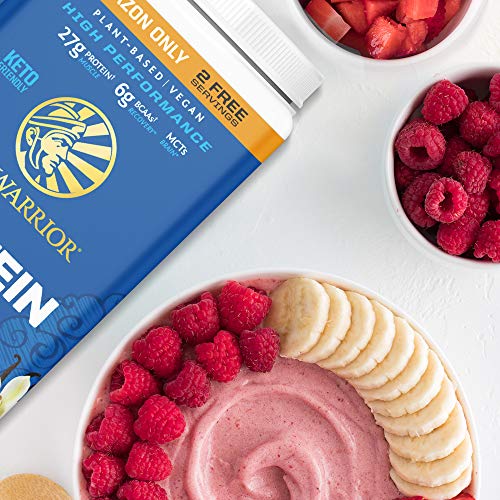 Organic Sunwarrior - Warrior Blend, Plant Based, Raw Vegan Protein Powder with Peas & Hemp, Chocolate, 30 Servings, 26.4 Ounce