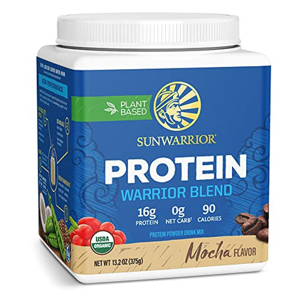 Organic Sunwarrior - Warrior Blend, Plant Based, Raw Vegan Protein Powder with Peas & Hemp, Chocolate, 30 Servings, 26.4 Ounce