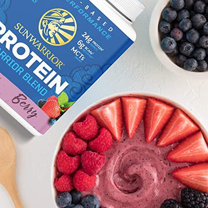 Organic Sunwarrior - Warrior Blend, Plant Based, Raw Vegan Protein Powder with Peas & Hemp, Chocolate, 30 Servings, 26.4 Ounce