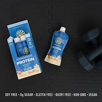 Organic Sunwarrior - Warrior Blend, Plant Based, Raw Vegan Protein Powder with Peas & Hemp, Chocolate, 30 Servings, 26.4 Ounce