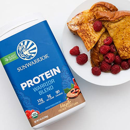 Organic Sunwarrior - Warrior Blend, Plant Based, Raw Vegan Protein Powder with Peas & Hemp, Chocolate, 30 Servings, 26.4 Ounce