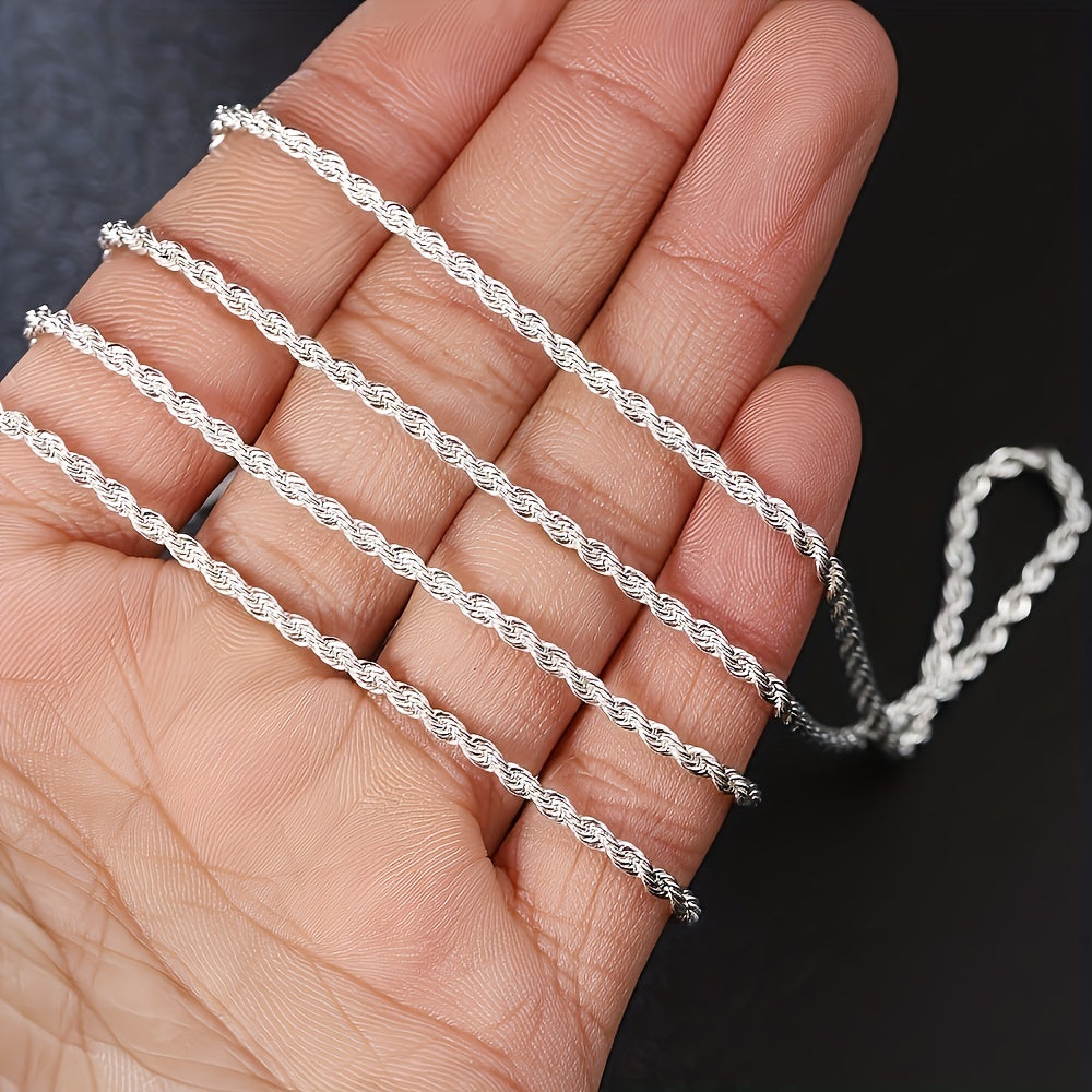 Stunning Silver Twisted Rope Chain Necklace Ideal for DIY Pendant