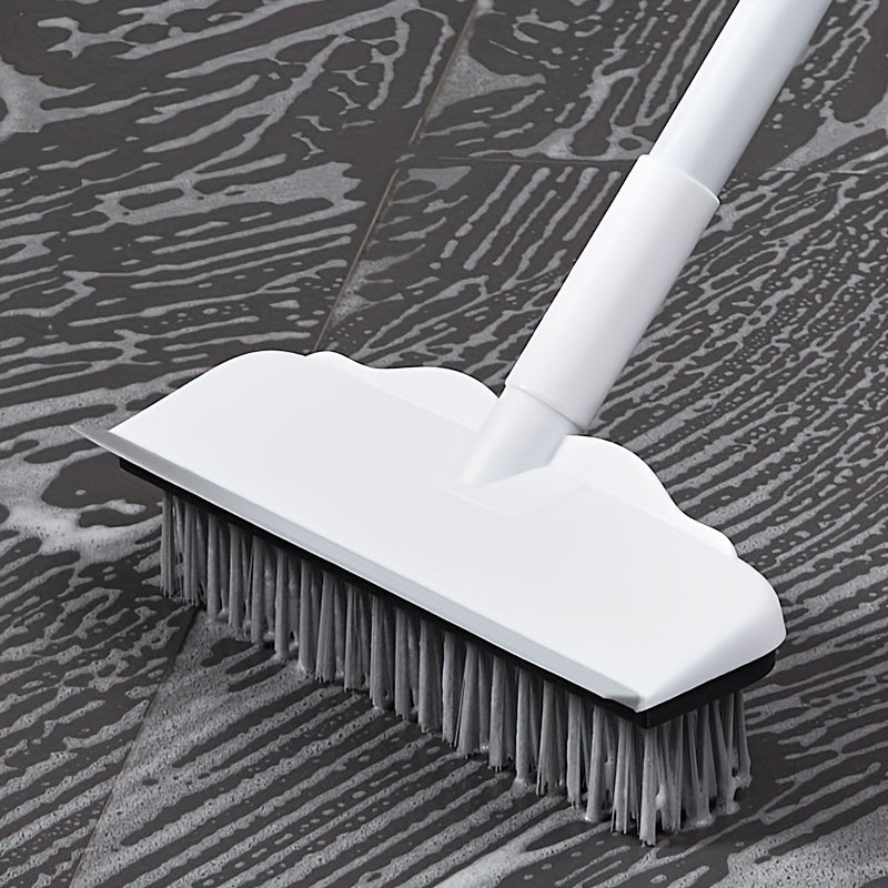 1pc, Floor Brush Wiper Dual-use Two-in-one Brush, Bathroom Hard Bristle Ground Brush, Long Handled Brush, Toilet No Dead Corner Cleaning Brush