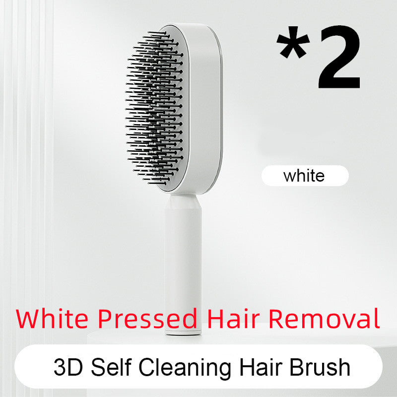 Self Cleaning Hair Brush For Women One-key Cleaning Hair Loss Airbag Massage Scalp Comb Anti-Static Hairbrush Set D