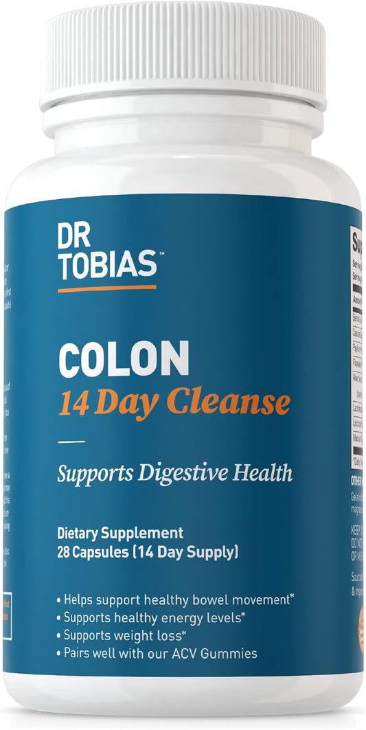 Dr. Tobias Colon 14 Day Cleanse, Advanced Gut Cleanse Detox for Women & Men with Cascara Sagrada, Psyllium Husk & Senna Leaf, Non-GMO Colon Cleanse, 28 Capsules (1-2 Daily)