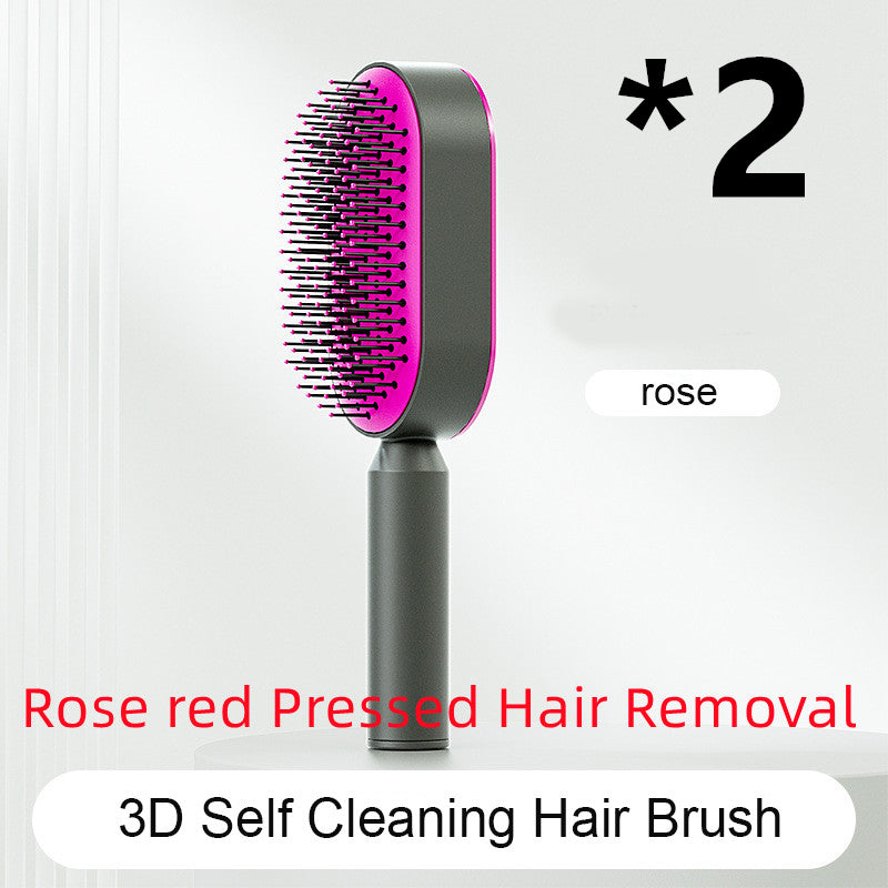 Self Cleaning Hair Brush For Women One-key Cleaning Hair Loss Airbag Massage Scalp Comb Anti-Static Hairbrush Set E