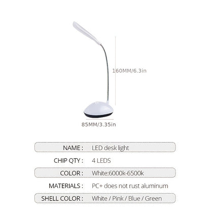 1pc Foldable Portable LED Desk Lamp Child Eye Care Student Learning Reading LED Desk Lamp Battery Powered