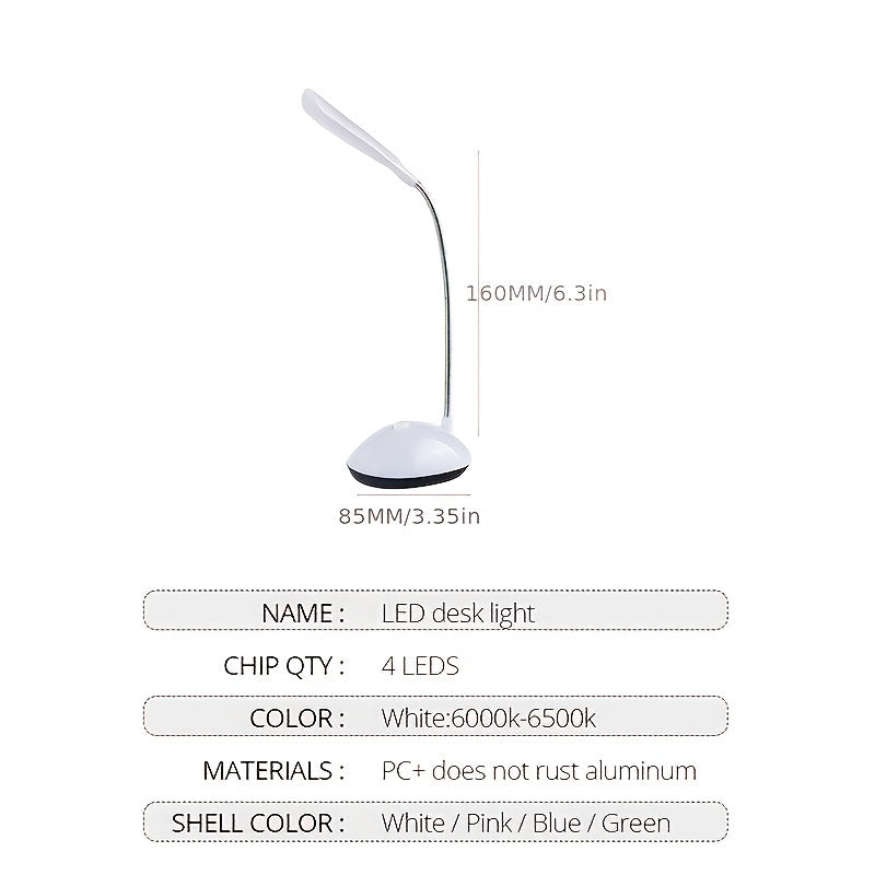 1pc Foldable Portable LED Desk Lamp Child Eye Care Student Learning Reading LED Desk Lamp Battery Powered