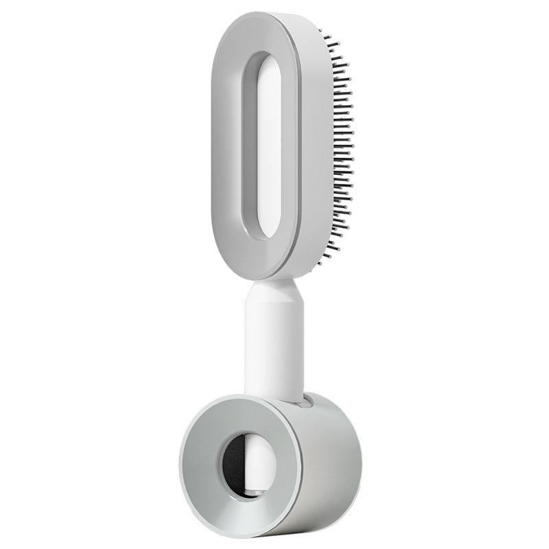 Self Cleaning Hair Brush For Women One-key Cleaning Hair Loss Airbag Massage Scalp Comb Anti-Static Hairbrush Elegant white Set