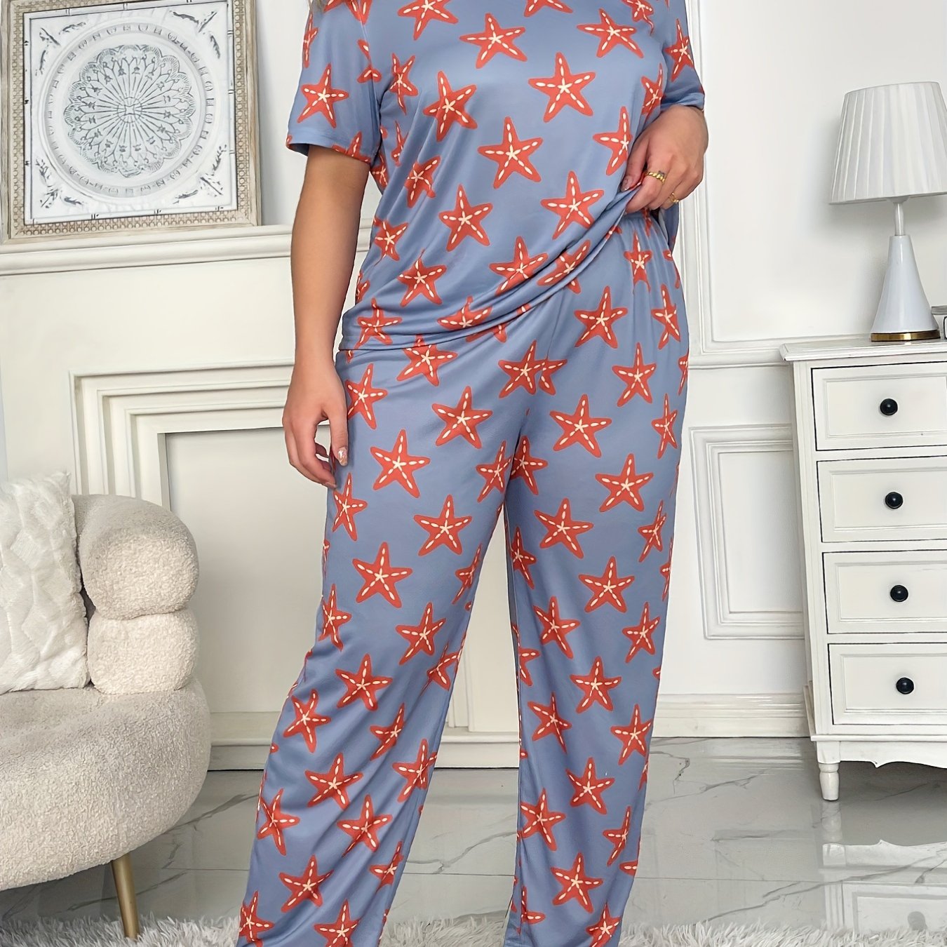 Plus Size Seastar Loungewear Set Blue