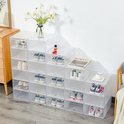 6pcs Fold Plastic shoe boxes storage box shoes box thickened dustproof shoes organizer box superimposed combination shoe cabinet