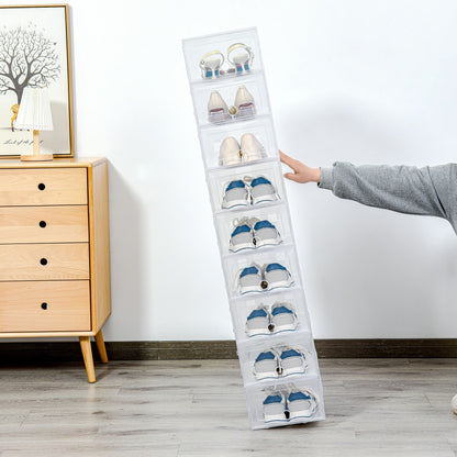 6pcs Fold Plastic shoe boxes storage box shoes box thickened dustproof shoes organizer box superimposed combination shoe cabinet