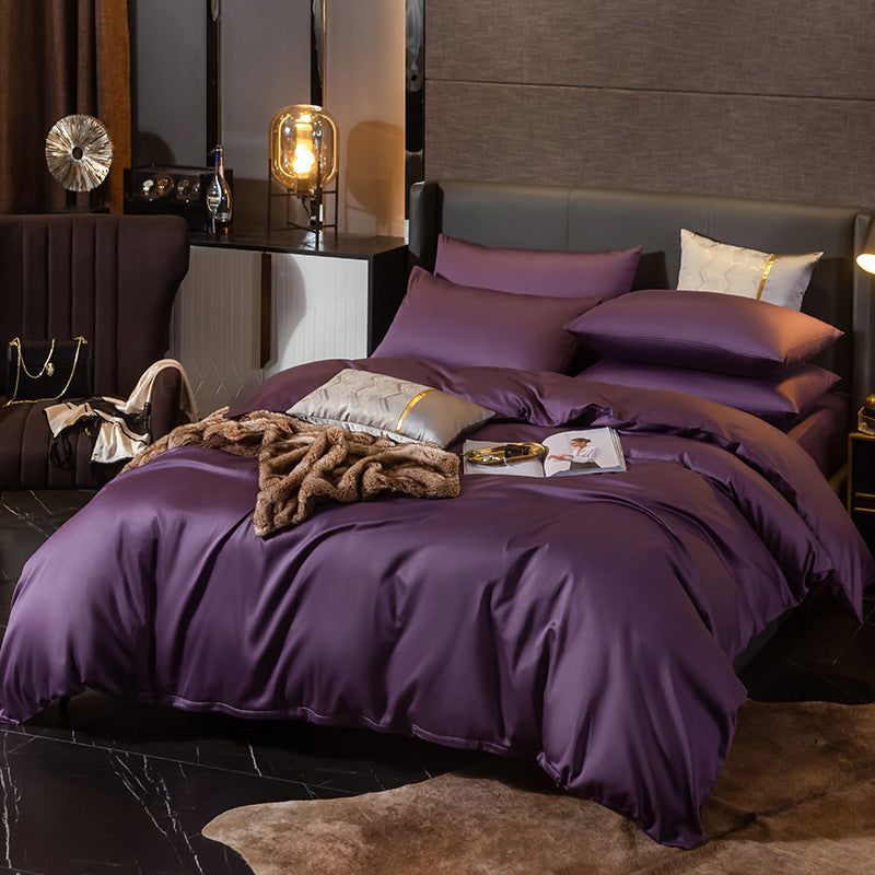 Cotton Sheet and Pillowcase Four-piece Set Imperial purple